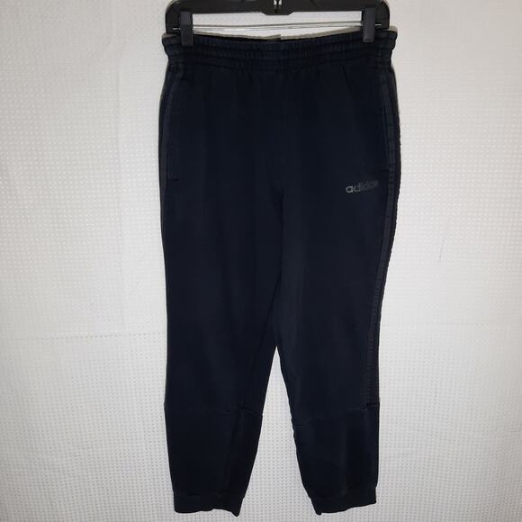 Adidas Sweatpants Mens Large Black Fleece Joggers Stretch Waist Cuffed Bottoms - Picture 1 of 6